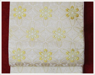 袋帯 白地七宝花菱